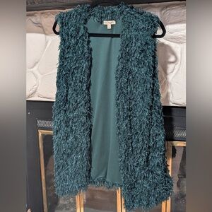Love on a Hanger Teal Fuzzy Vest